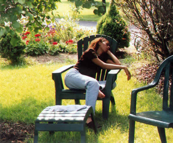 kathy sleeping in chair