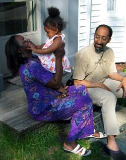 All enjoying some quiet 'face' time on the steps